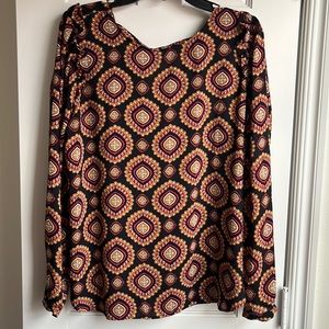 LOFT Patterned Blouse w/ Back Cutout